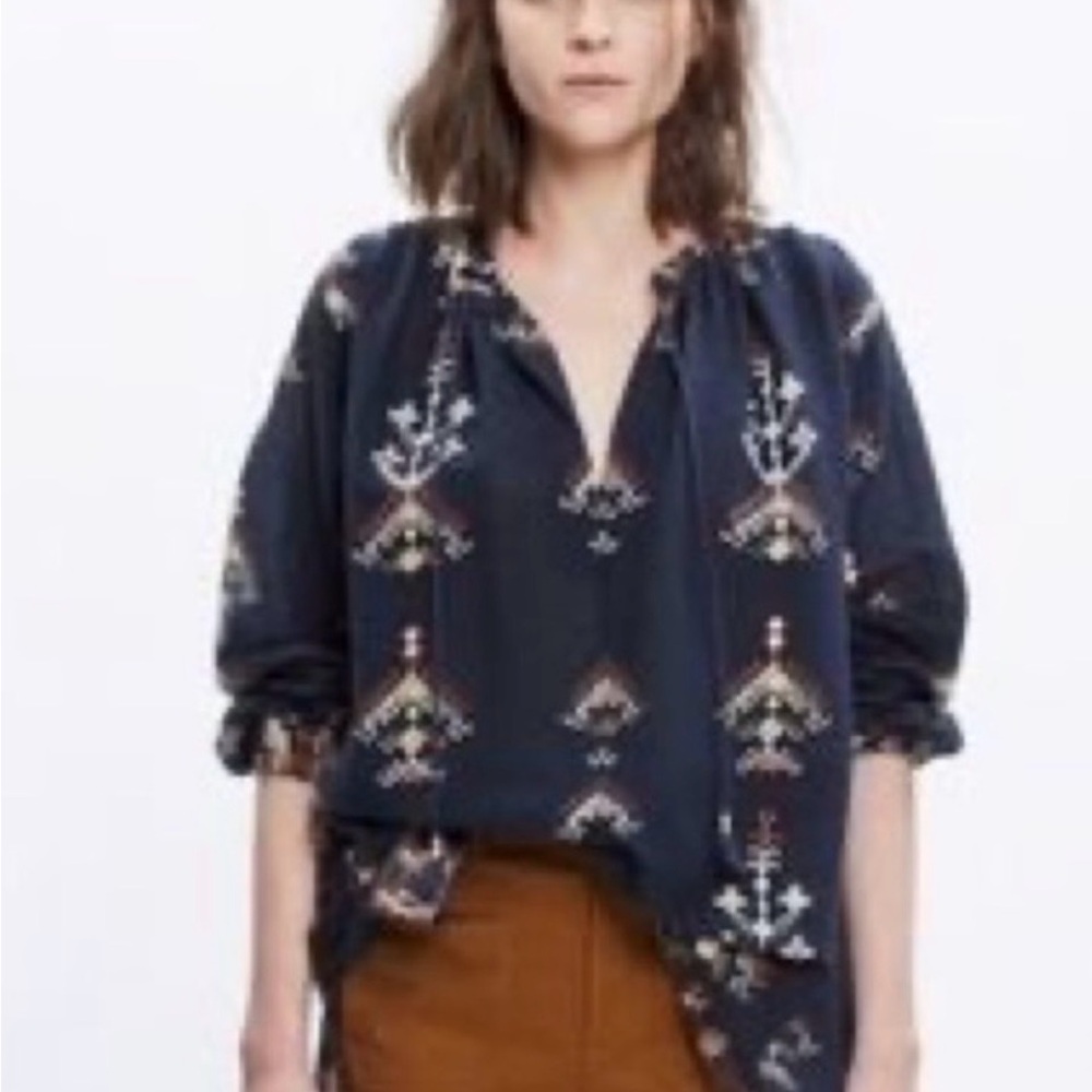 Madewell Marta Folkstitch popover blouse